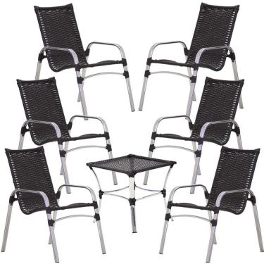 Imagem de 6 Cadeiras Emily E Mesa Em Alumínio Trama  Alternativo