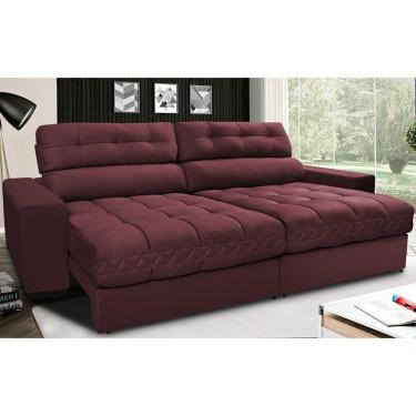Imagem de Sofá Retrátil E Reclinável Com Molas Ensacadas Cama Inbox Master 2,12m Tecido Suede Vinho