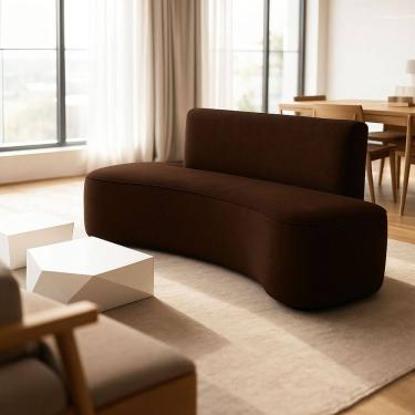 Imagem de Sofá Feijão Orgânico Curvo 3 Lugar Suede Sala Contemporânea