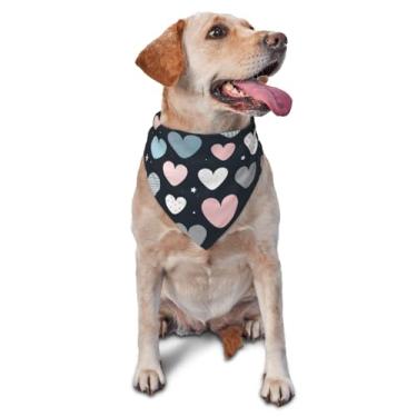 Imagem de Bandana de cachorro dos namorados, lenço de triângulo de coração rosa, cachecol reversível para animais de estimação para meninos e meninas (preto)