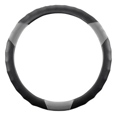 Imagem de Capa de volante, universal de 38 cm, protetor de volante de couro sintético, antiderrapante, respirável e compatível com aquecimento para carros, caminhões, SUVs, vans