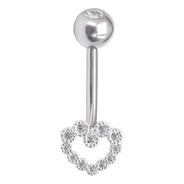 Imagem de Piercing Prata 925 Umbigo Coração Com Pedrinhas Delicadas - Princesa d