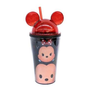 Imagem de Copo Preto Canudo E Orelhas Mickey & Minnie Tsum Tsum 450 Ml