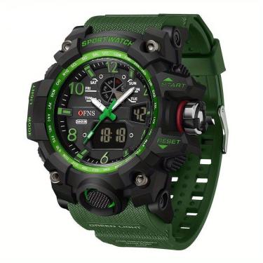 Imagem de Relógio Esportivo Masculino Ofns S3169 Dupla Exibição Verde