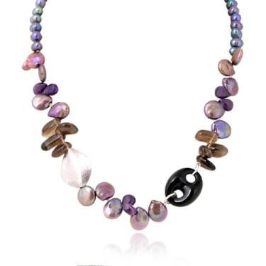 Imagem de Colar de pérolas de água doce de 50,8 cm, feito à mão com pérolas redondas creme de 9 a 10 mm, ágata turquesa, presente para ela, dia das mães, 18, Pérola, Pérola