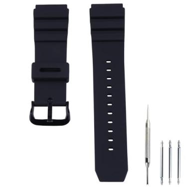 Imagem de Czjiaqh Pulseira de relógio masculina de resina de 22 mm compatível com Casio 017275-7 10406454 MDV106G AMW320R, compatível com Seiko Outdoor Sports, pulseira de borracha à prova d'água acessórios