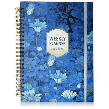 Imagem de Agenda semanal 2025-2026, agenda escolar, agenda semanal, agenda de gerenciamento de tempo, 16 cm x 21,6 cm, encadernação em espiral, etiquetas laminadas, bolsa de armazenamento, para escola e