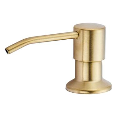 Imagem de AVSIILE Dispensador de sabão de pia embutido ou dispensador de loção para pia de cozinha, cabeça de bomba ABS dourada escovada com garrafa grande de sabão PET de 340 g