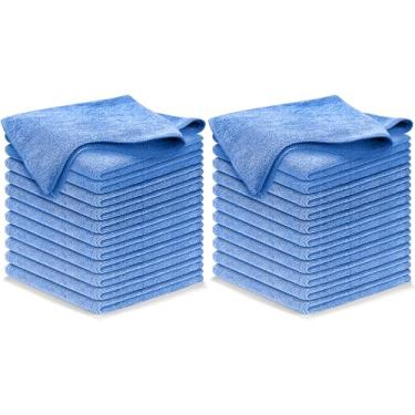 Imagem de USANOOKS Pano de limpeza de microfibra - 1200 lavagens, toalhas ultra absorventes aderência raiz trama sujeira - pacote com 24 - azul