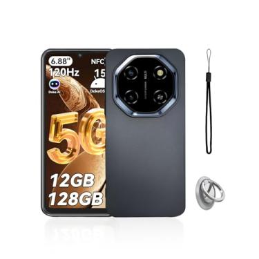 Imagem de KONXISA Capa para Blackview Shark 6, capa de telefone com fivelas e cordões, capa protetora de material TPU premium, capa protetora com arranhões, resistente a quedas e anti-impressão digital, preta