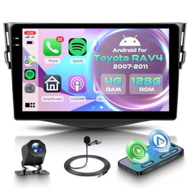 Imagem de Orderich Rádio veicular Android 4G + 128G para Toyota RAV4 2007-2011 com CarPlay sem fio Android Auto, tela sensível ao toque de 9 polegadas, espelho estéreo para carro, GPS, WiFi, Bluetooth, FM, RDS