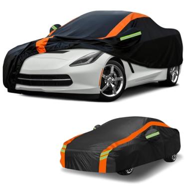 Imagem de Blshwez Capa de carro impermeável multicamadas para todos os climas para Chevrolet Corvette C4 C5 C6 C7 C8 1984-2025, proteção UV contra chuva de neve com porta com zíper e bolsa de armazenamento