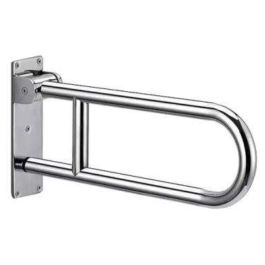 Imagem de Barras de apoio para deficientes físicos de aço inoxidável 304 para idosos com deficiência barra de segurança para banheiro com suporte de mão montada em trilho banheiras (prata (dobrável) -U)