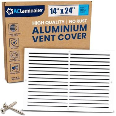 Imagem de 35.6 cm x 61.0 cm (furo do duto) tampa decorativa de ventilação de retorno de ar - grade de alumínio HVAC para teto e parede, ventilação de retorno AC à prova de ferrugem, design moderno premium, face