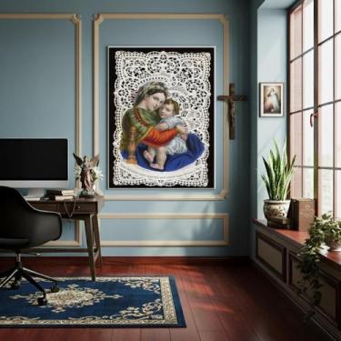 Imagem de Quadro Santinho Da Virgem Maria E O Menino Jesus - 70X50Cm - Quadros O