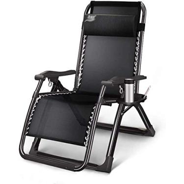 Imagem de Espreguiçadeira cadeiras de jardim cadeira dobrável cadeiras de pátio reclináveis, jardim ao ar livre praia cadeira portátil ajustável, suporte 200 kg (cor: preto)