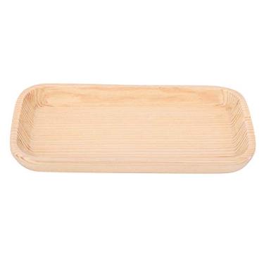Imagem de Bandeja de servir de madeira, bandeja de servir frutas, conjunto de chá, prato dividido redondo, 1 bandeja de servir (14 x 7 x 1,5 cm)