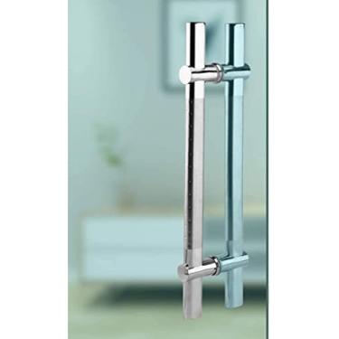 Imagem de Maçaneta de porta de dois lados, maçaneta de porta de celeiro deslizante resistente, puxador de porta de aço inoxidável, maçaneta de porta de banheiro para portas de vidro internas