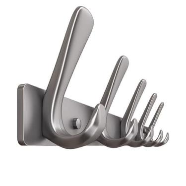 Imagem de Cabideiro montado na parede com 5 ganchos duplos para pendurar – Ganchos rústicos de alumínio resistente – roupas, bolsa, ganchos de parede para toalhas