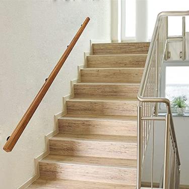 Imagem de SENNIAN Corrimão de escada. Kit completo, trilho de escada de madeira maciça antiderrapante, corrimãos de corrimão para idosos com loft interno montado na parede, barra de suporte de corredor, 0,30 m