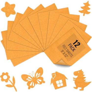 Imagem de 12 peças de folhas de tecido de feltro 23 cm x 30,5 cm - 1,6 mm de espessura feltro macio para artesanato costura DIY patchwork projetos de arte decorações (ouro antigo)