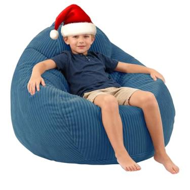 Imagem de LPMOERA Puff Cadeiras para crianças/adolescentes com enchimento de espuma viscoelástica, sofá com tecido de veludo cotelê macio, cadeira para sala de estar, quarto, faculdade, dormitório, cadeira de