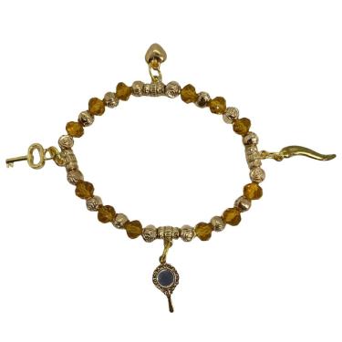 Imagem de Pulseira Oxum Amarelo Ambar Penduricalhos Cristal E Silicone