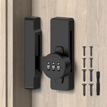 Imagem de SecureLatch Fechadura de porta de celeiro sem chave, combinação de 90/180 graus para porta deslizante de celeiro, armário, galpão, sala de armazenamento, janela - travas de segurança com senha