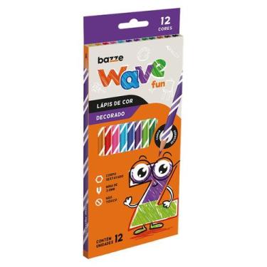 Imagem de Lápis De Cor Bazze Wave Fun Sextavado Resina 12 Cores Ref: 901699 - Tr
