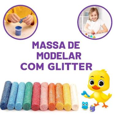Imagem de Massinha de Modelar com Glitter 12 Cores  Massa Macia, Segura e Atóxic