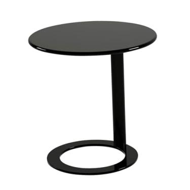 Imagem de Ｂｅｓｇａ Mesa lateral pequena, moderna e minimalista, de metal com base, pequena mesa de pedestal para pátio, banheiro, dormitório, de cabeceira, Preto