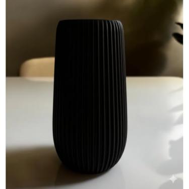 Imagem de Kit 3 Vasos Decorativos Minimalistas – Cachepot Branco Leve e Resistente 10cm, 14cm e 18cm(1 UNIDADE 18CM PRETO)