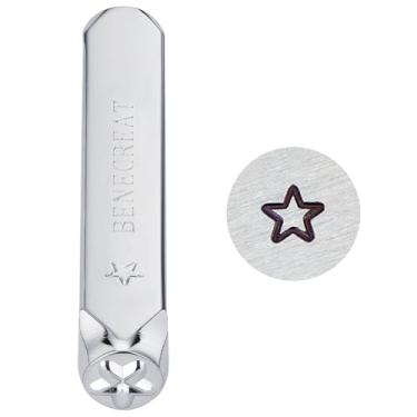 Imagem de BENECREAT 6 mm 1/4" Design Stamps, Metal Punch Stamp Stamp Tool - Ferramentas de aço carbono duro galvanizado para carimbo/perfuração de metal, joias, couro, madeira, Star