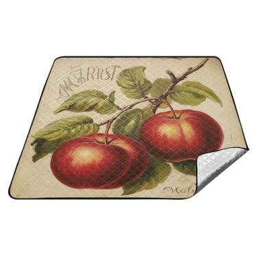 Imagem de xigua Cobertor de praia grande com estampa de maçã, impermeável, à prova de areia, lavável à máquina, cobertor portátil dobrável ao ar livre para parques de grama, caminhadas, shows, férias na praia