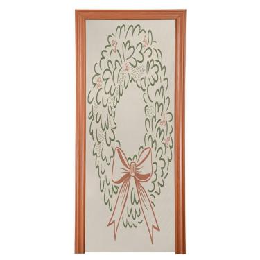 Imagem de ATTX Capa para porta da frente com laço de guirlanda de férias - Tecido elástico lavável decoração de férias para festas, casa, decoração de porta da frente, 81 x 199 cm (564)