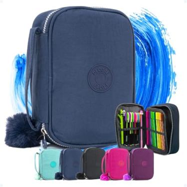 Imagem de Estojo Escolar Box Grande com Divisórias – Organizador de Lápis e Canetas, Nylon Resistente, Zíper Durável, Unissex Infantil e Adulto, Necessaire Escolar, Material Escolar (AZUL MARINHO)