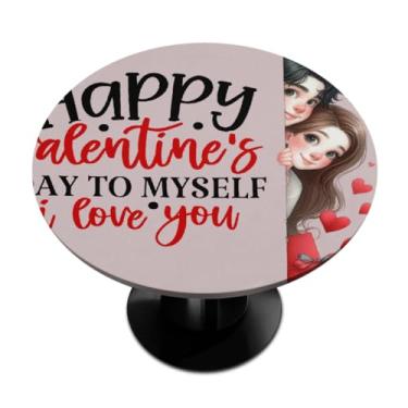 Imagem de hongjinglin Toalha de mesa redonda com borda elástica para dia dos namorados toalha de mesa redonda limpa para ambientes internos e externos, pátio, jantar, cozinha, festival, decoração para mesas de