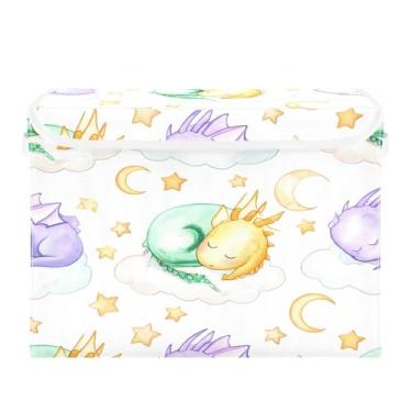 Imagem de SEHANY Cestas de armazenamento engraçadas de dinossauro com tampas, organizador de caixa de armazenamento dobrável, caixas de armazenamento de armário de tecido para roupas cobertor de escritório