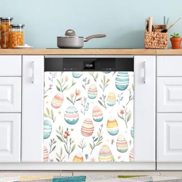 Imagem de ATTX Capa magnética para lava-louças ovos coloridos de Páscoa, 58,4 cm C x 66 cm A, decoração da capa da máquina de lavar louça, decalques de armário doméstico e eletrodomésticos adesivos #98