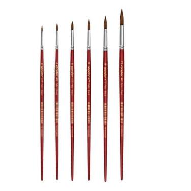 Imagem de kit 6 PINCEL ARTÍSTICO REDONDO PELO ORELHA DE BOI 477 CONDOR