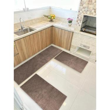 Imagem de Kit Cozinha 3 Pçs Classic Tapete Passadeira Shaggy Antider. - Oasis