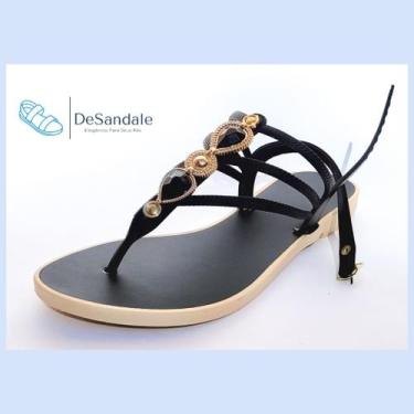 Imagem de Sandália rasteirinha Linda e Leve - Desandale, Preto, 36