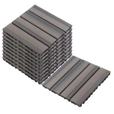 Imagem de SPXMQSS Decking composto, piso de jardim ao ar livre, telhas de deck interligadas WPC, para terraço de jardim, varanda, antiderrapante, fácil de instalar, ótima drenagem 30 x 30 x 2,2 cm B 33 peças