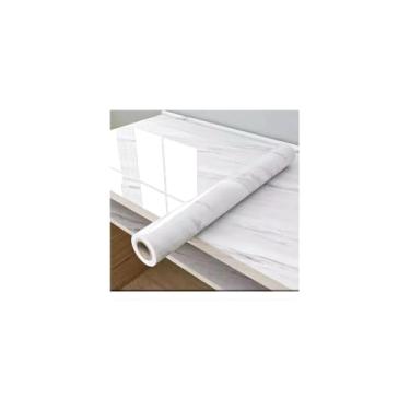 Imagem de Papel de Parede Adesivo PVC Estampa Folhas, 5m x 45cm, Autoadesivo, Tons de Cinza, 380g