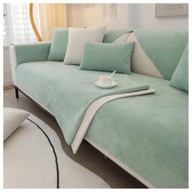 Imagem de SPXMQSS Capa de sofá para sofá seccional, macia, de chenille, capa universal antiderrapante para sofá de 1/2/3/4 lugares, protetor de móveis em forma de L, 90 x 70 cm