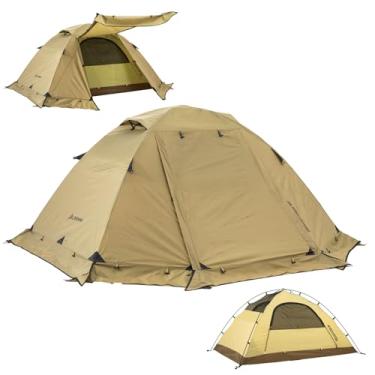 Imagem de BISINNA Barraca de 4 estações para mochilão, barracas de inverno leves para 2 pessoas, para clima frio, à prova d'água, camada dupla, postes de liga de alumínio, fácil de montar para acampamento