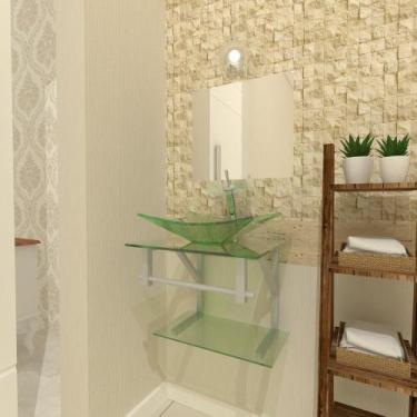 Imagem de Combo 2 em 1 Gabinete de Vidro 45cm para Banheiro Cuba Retangular - Bi