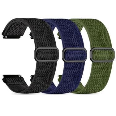 Imagem de Pacote com 3 pulseiras inteligentes IDW 25 para smartwatch BOOOMIC IDW25/Motivaris IDW25/SENBONO IDW25/Mikego IDW25/KALINCO IDW25, pulseiras ajustáveis de nylon elástico de 22 mm para homens e