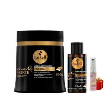 Imagem de Kit Cavalo Forte 1 Máscara 500ml 1 Complexo Fortalecedor 35ml Haskell 