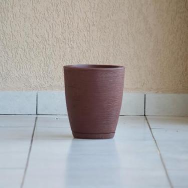 Imagem de Vaso de Planta Decoração Sala Jardim Coluna Cone Bojo 28x25 com Prato em Polietileno (Marrom)